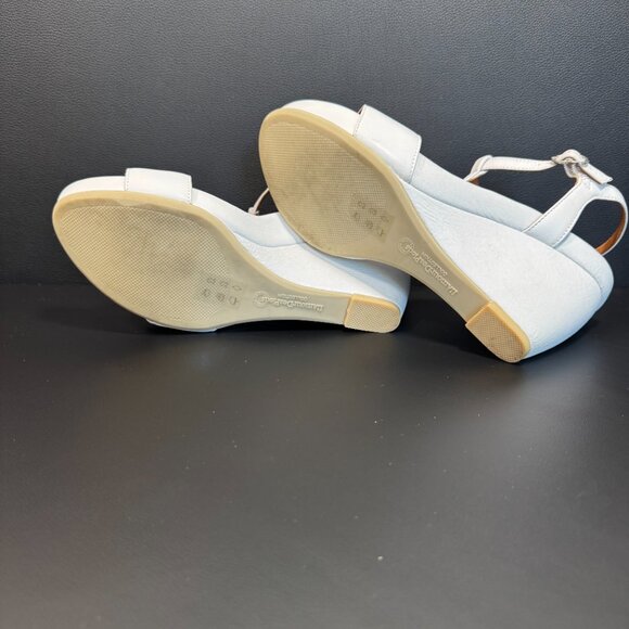 L'Amour Des Pieds T-strap Black Leather Wedge 8M - Picture 9 of 11